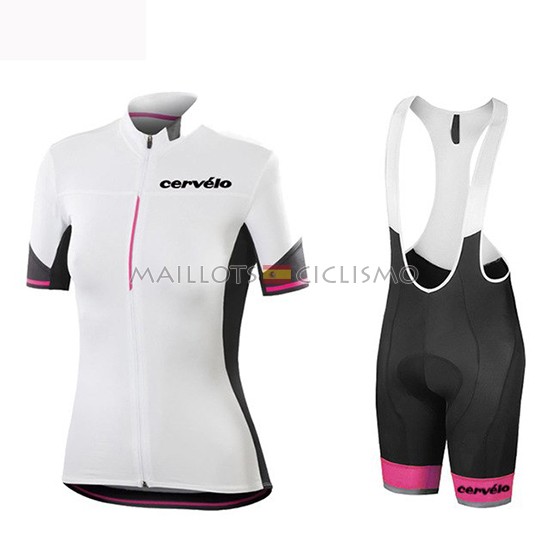 2019 Maillot Mujer Cervelo Tirantes Mangas Cortas Blanco Negro